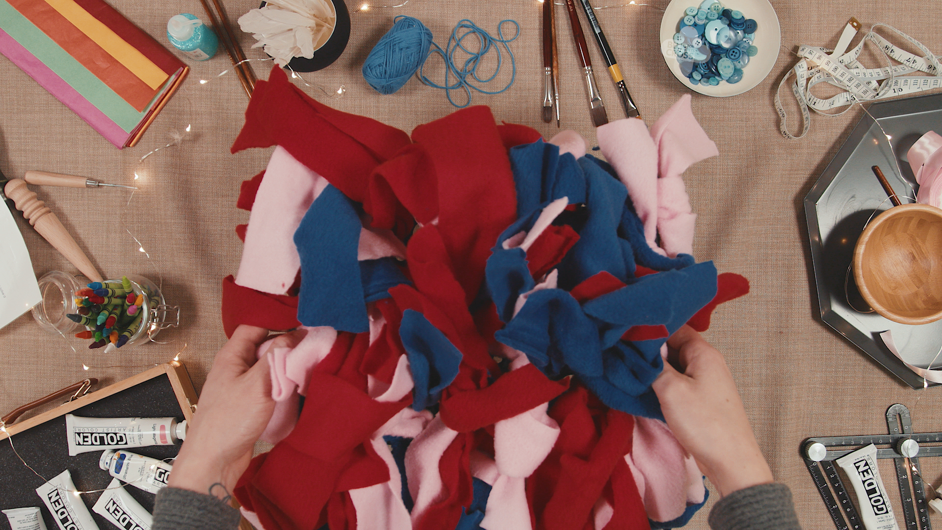 Snuffle mat being made