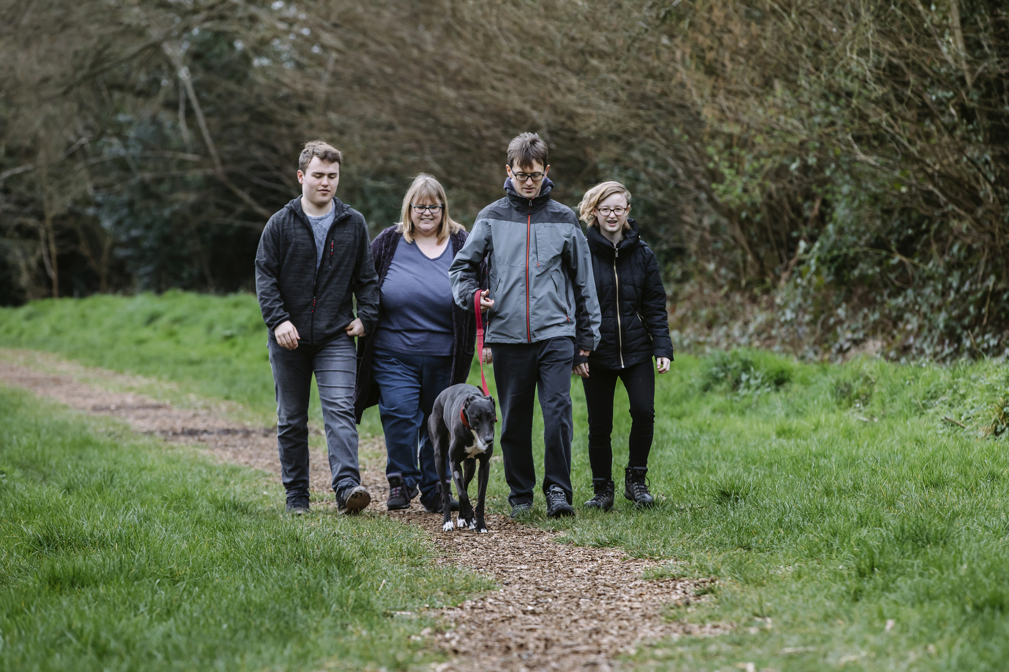 Lucie out on a walk with her new family
