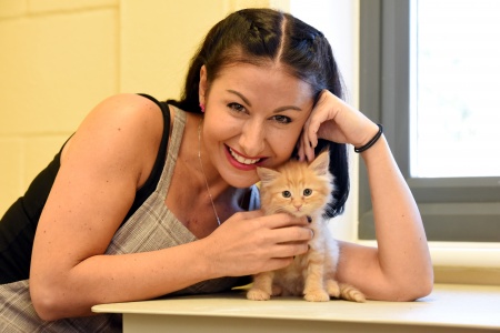 Hayley Tamaddon with homeless kitten
