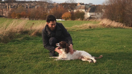 Russell Jones and his dog, Pakkun