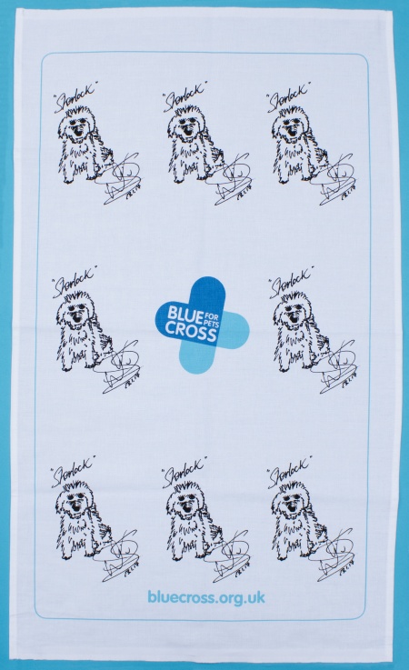 tea towel with dog illustrations