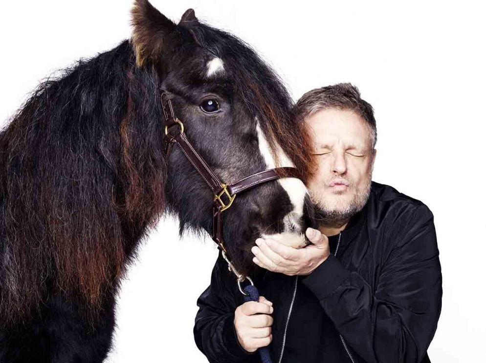 Internationally renowned photographer Rankin took a self-portrait with Blue Cross horse, Splodge: “Pets change our lives. I know mine certainly have and that is why I wanted to join forces with Blue Cross and their famous friends and through this series of unique portraits, inspire people to give back to pets in need for the amazing, enriching and wonderful roles pets play in our lives. I couldn’t resist getting up close and personal for my own photo with Splodge a