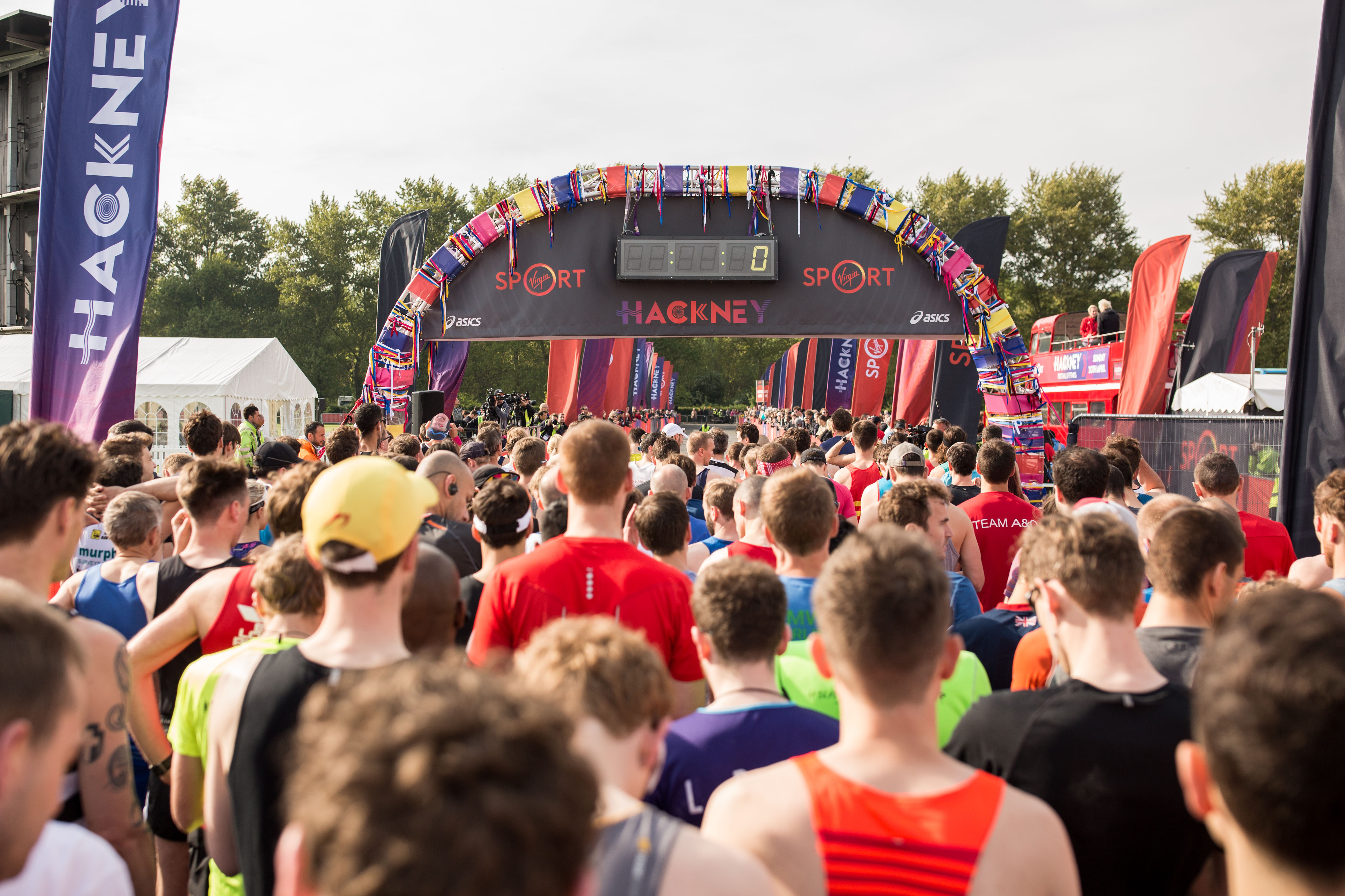 A group of marathon runners taking part in the Hackney Half marathon 