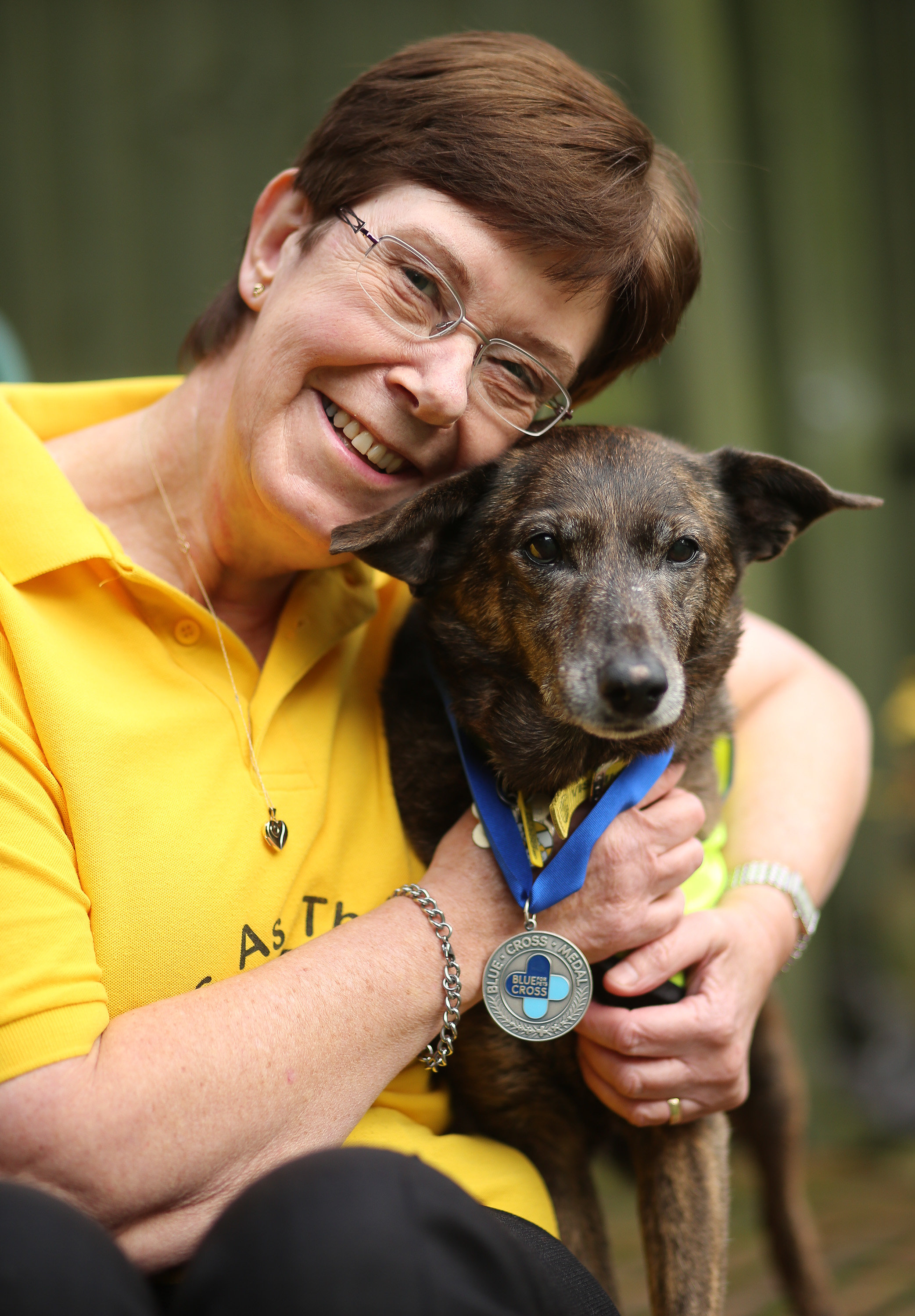 Bonnie gets a well done hug from owner Vicky