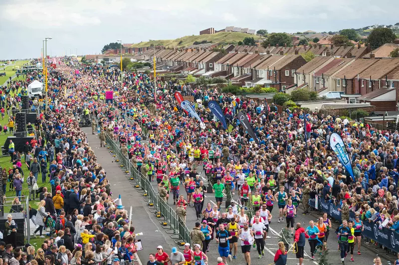 Participants running at the AJ Bell Great North Run.