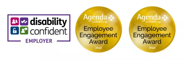Three awards icons, showcasing awards Blue Cross has received for their employee achievements.