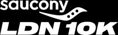Black and white logo reading: Saucony LDN 10k