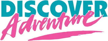 A teal blue and pink logo that reads: Discover Adventure. This is the logo for the adventure travel company that runs Snowdon by Night.