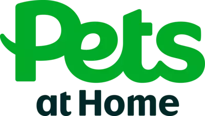 A green and black Pets and Home logo