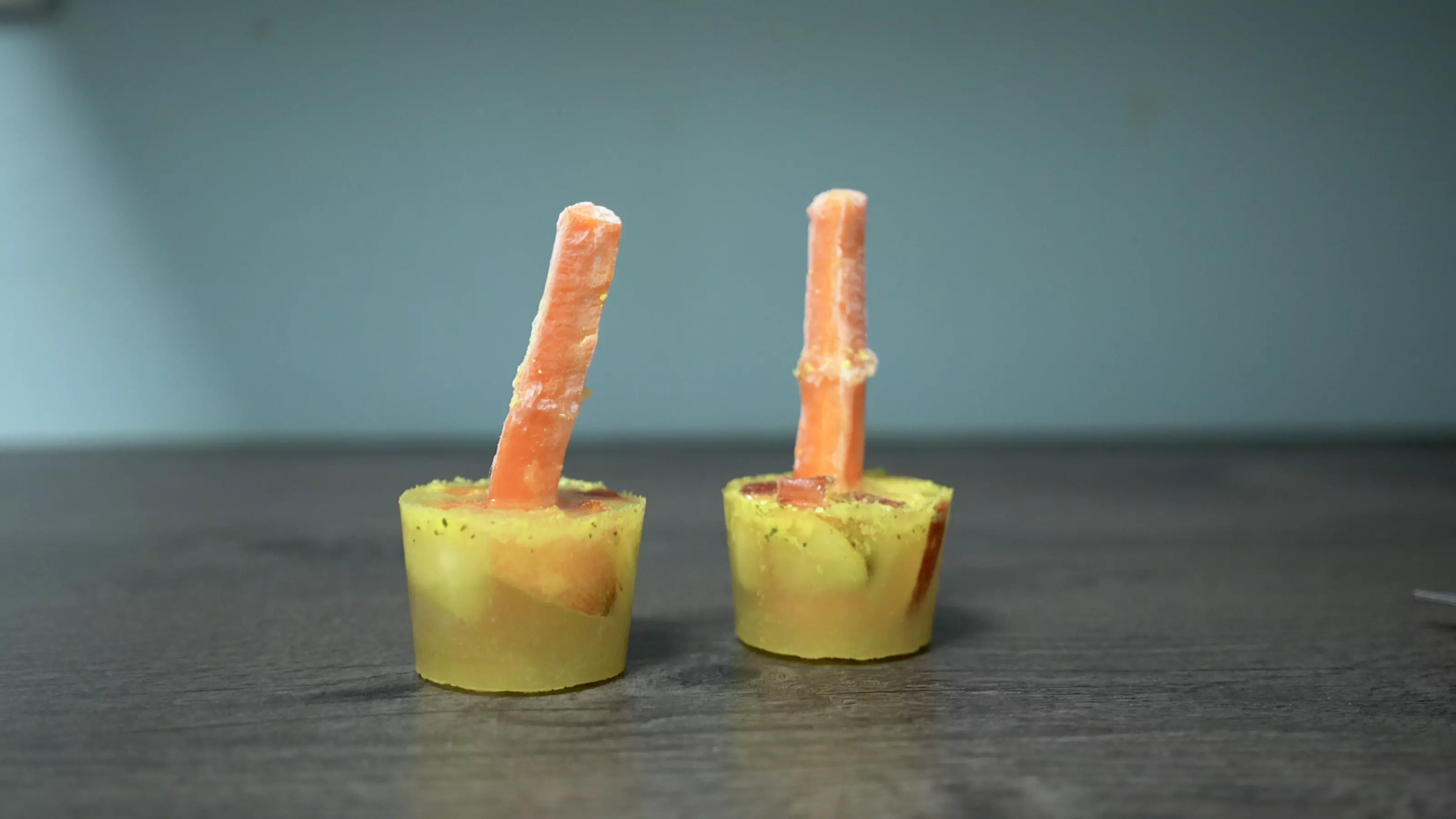 Chicken, apple and carrot popsicles