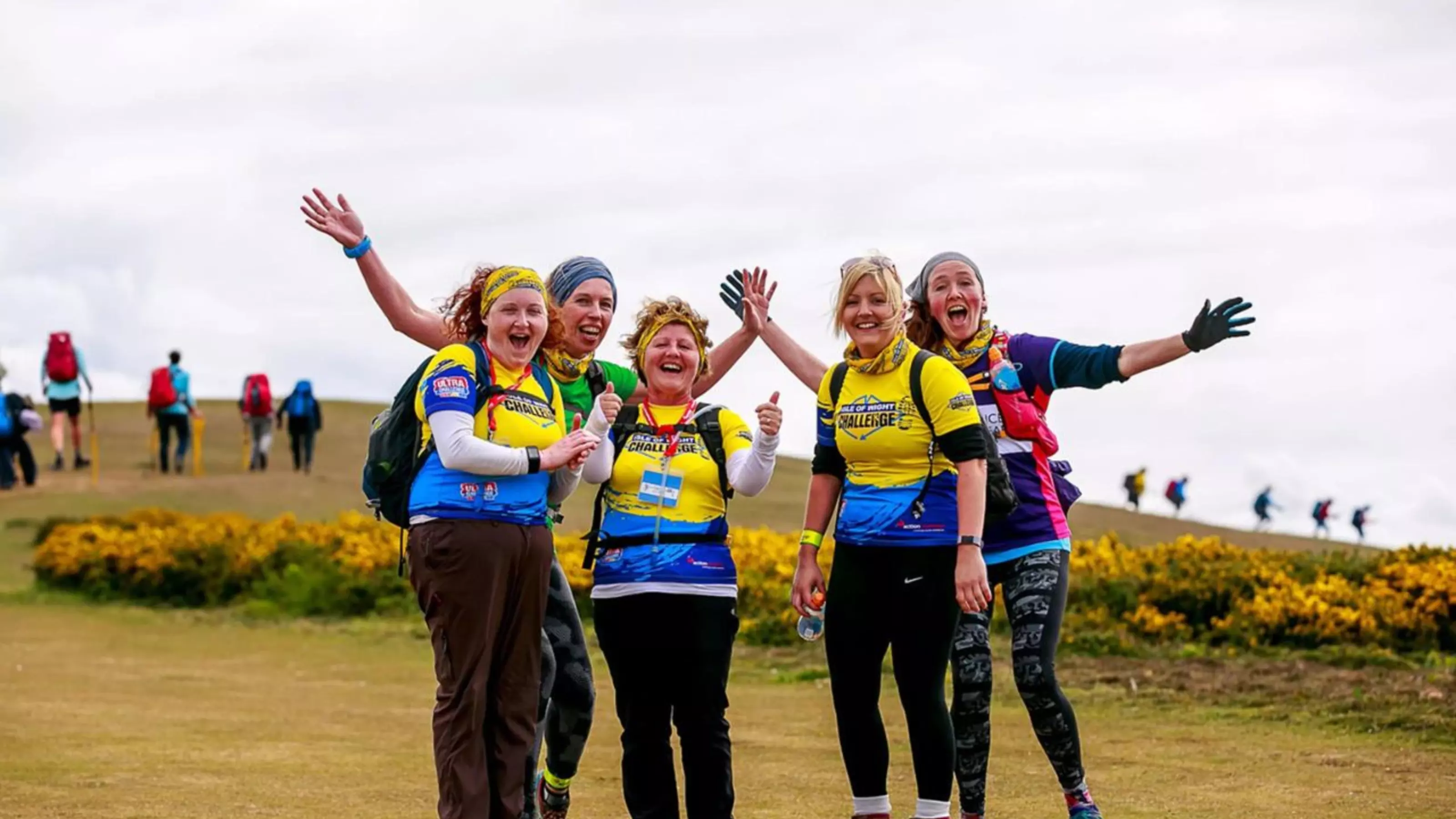 A group of hikers, taking part in the Isle of Wight Ultra Challenge.