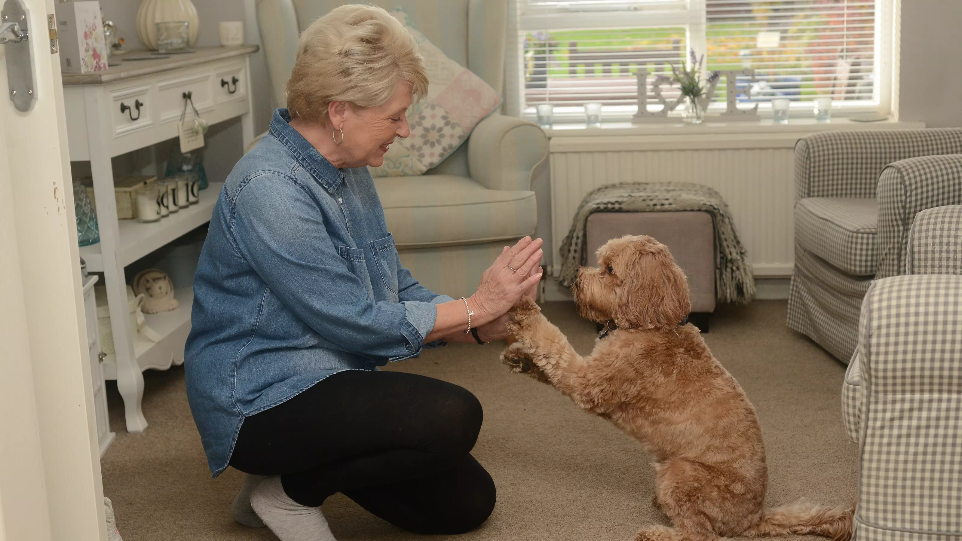 Julie gives Dusty a high five