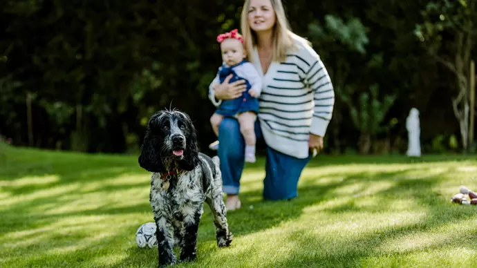 Heidi in the garden with Tony and Marie's daughter Kerry and granddaughter Lara