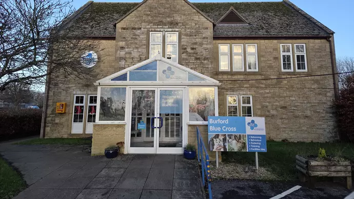 An image of Burford rehoming centre's reception building. 