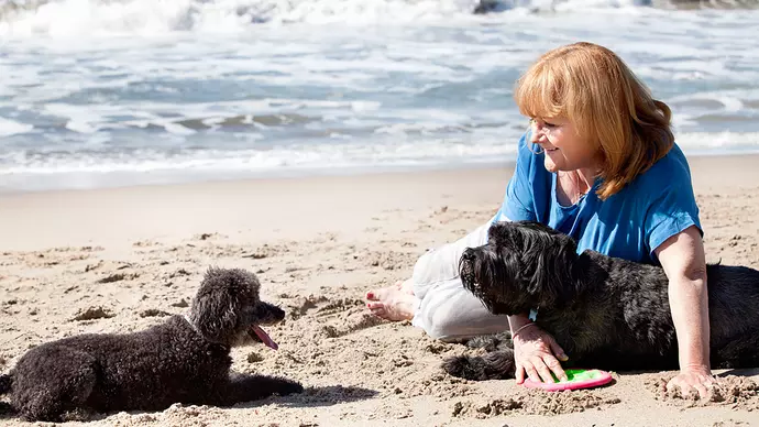 Lesley Nicol on the beach