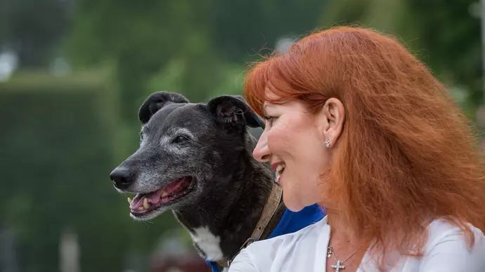 Spike with owner Kate