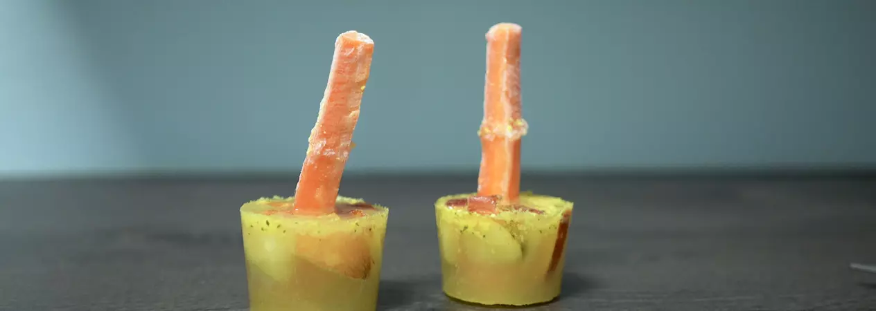 Chicken, apple and carrot popsicles