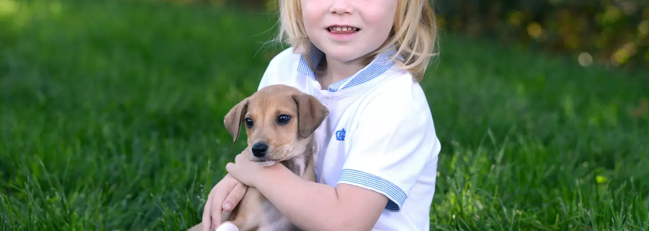 Puppy and child